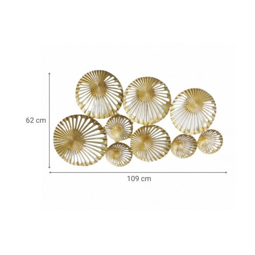 Panel Decorativo para Pared de Círculos de Metal Dorado 44-1235