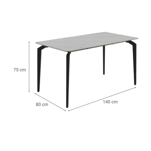 Mesa de comedor blanca y negra con patas de metal GABAR 11043