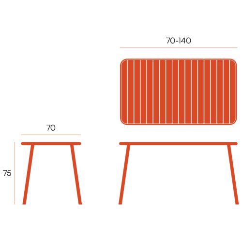 Mesa de terraza con Estructura Metálica HONOLULU 70 cm