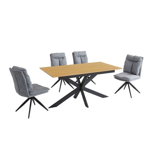 Conjunto de Comedor Mesa Extensible y 4 Sillas KELLER SHELTON