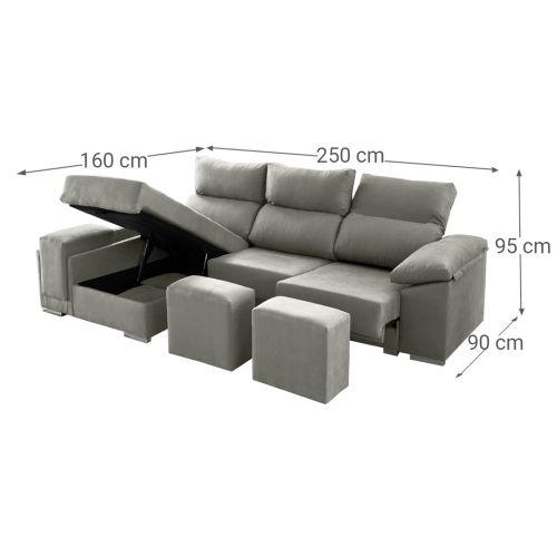 Sofá 2 Plazas con Chaise Longue a la izquierda Modelo Kenia