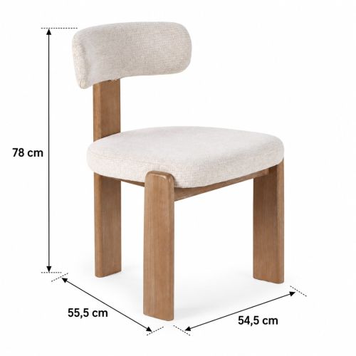 Silla de Comedor Tapizada con Patas Madera Roble Lavado NADIA 19482