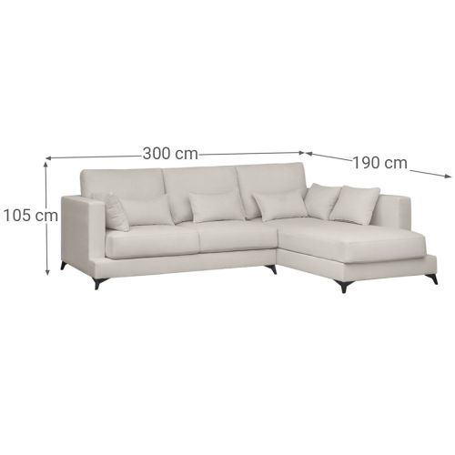 Sofá Chaise Longue Derecha Tapizado en Tela VELLA