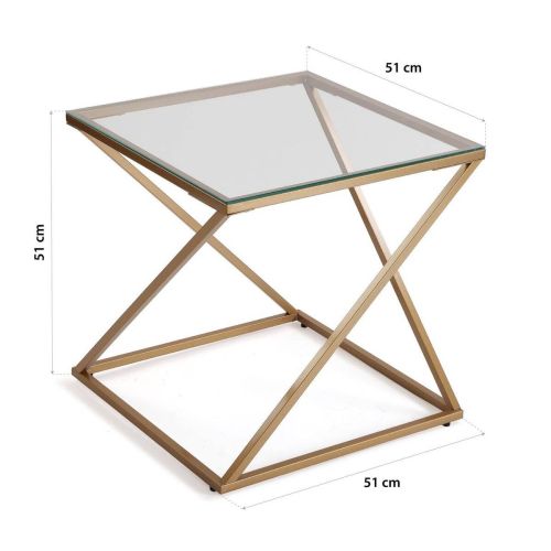 Mesa auxiliar de estructura dorada y superficie de cristal TRENTO 18790742