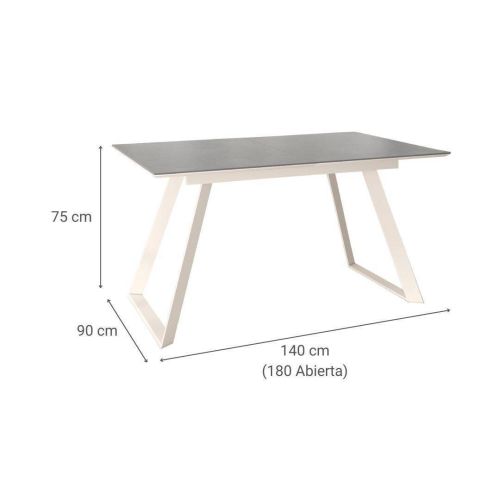 Mesa Sena Extensible de 140 cm de Porcelana con Estructura Marfil BOGAL CNG086M