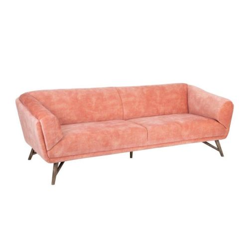 Sofá de 3 Plazas en Color Rosa con Patas de Hierro