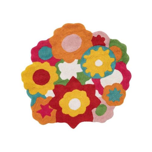 Alfombra de AlgodÃ³n de 100 cm con Flores de Varios Colores 608540