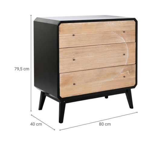 Cómoda de Madera Color Negro y Natural MB-204972