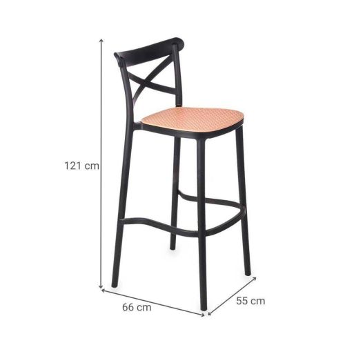 Taburete Alto de Ratán y Estructura de Metal 90856