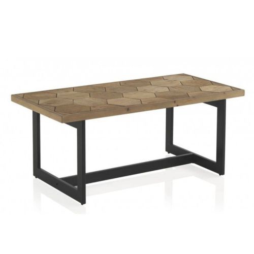 Mesa de centro con tablero de fresno y patas de madera
