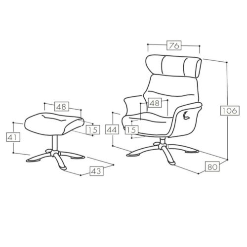 Sillón con Mecanismo Reclinable y Puff OSAKA