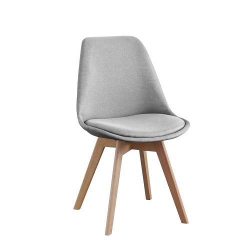 Silla de comedor tapizada con asiento blando de color gris claro