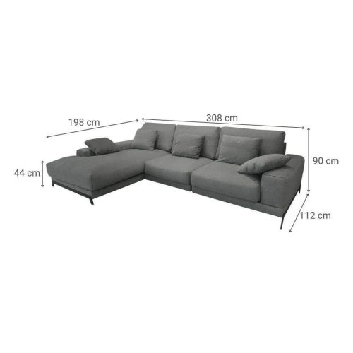 Sofá Chaise Longue Izquierda Tapizado BEATRICE