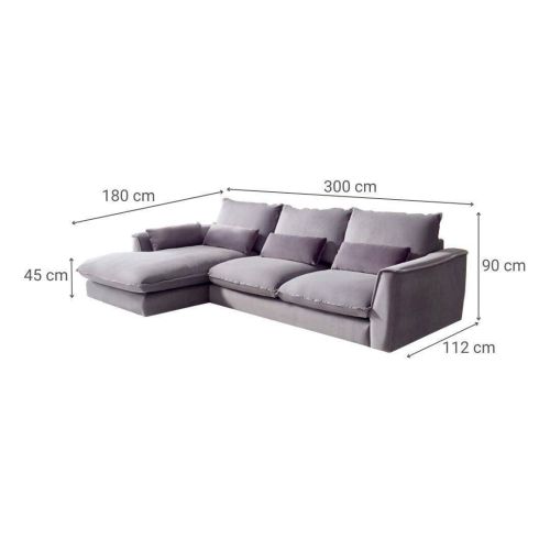 Sofá Chaiselongue Izquierda Tapizado en Tejido Aquaclean MAURO