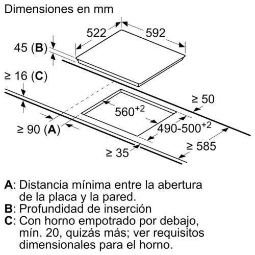 Placa Vitrocerámica Balay 3 Fuegos Bisel 28cm 3EB715LR