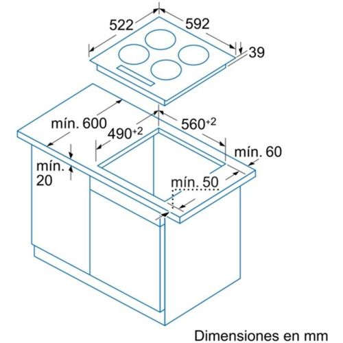 Encimera balay vitroceramica 4 fuegos 60 cm biselada 3eb720lr