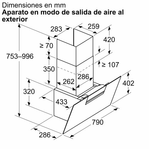 Campana Balay Inclinada Cristal Negro 80cm 768m3/h 3BC587GNH