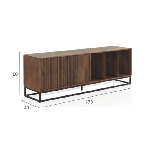 Aparador bajo de madera maciza de mango con acabado natural GABAR 10814