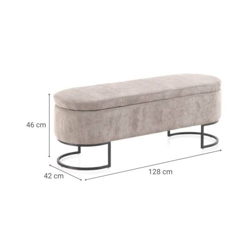 Banqueta con espacio de almacenamiento color gris y patas de metal GABAR 10877