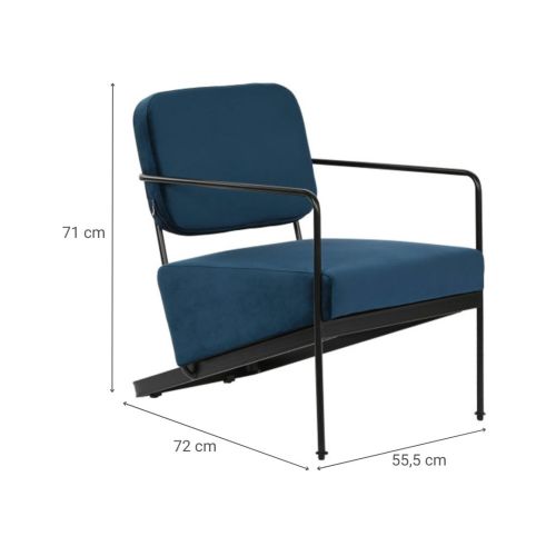 Butaca con Tapizado de Poliéster Color Azul y Patas de Metal MB-206617