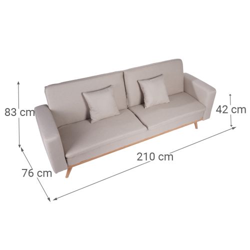 Sofá Cama Clic Clac con Patas de Metal Símil Madera VICTOR