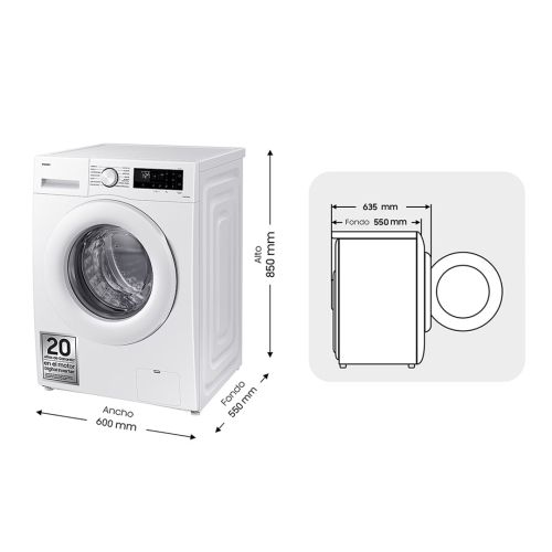 LAVADORA SAMSUNG 9 KG 1400 RPM CLASE A ECOBUBBLE WW90CGC04DTEEC