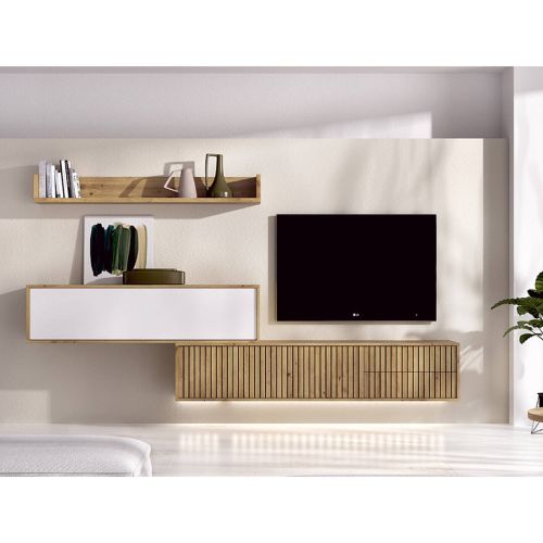 Composición de Salón 288 cm DUO PLUS Nº 74 en Color Nordic y Blanco Liso