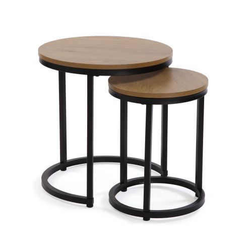 Set de 2 Mesas Nido Auxiliares MEGAN con Tablero de Madera