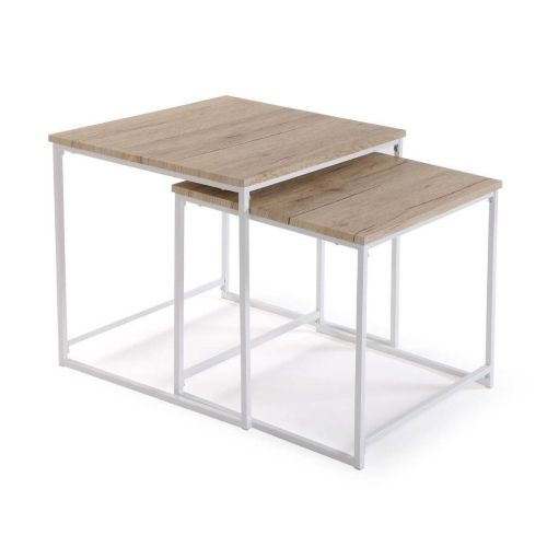 Set de 2 Mesas Nido con Patas de Metal Blancas 10330161