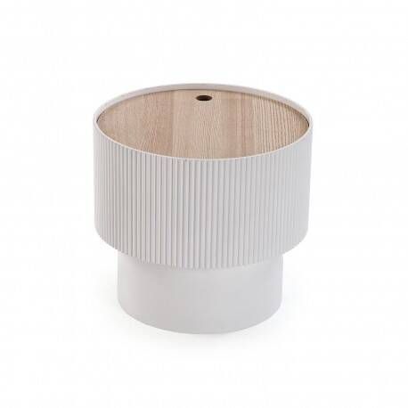 Mesa Auxiliar Redonda de Madera-Hierro LESLIE Color Blanco 19880046