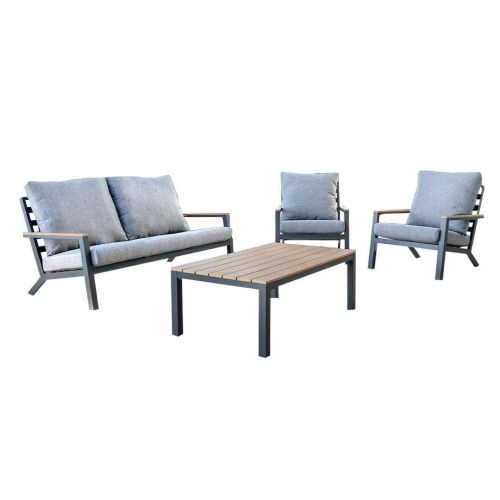 Conjunto de Jardín Antracita de Aluminio-Resina PRAGA