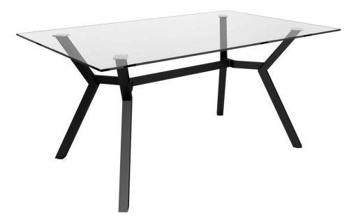 Mesa rectangular fija 180 cm con estructura metálica color negro y tablero de cristal ALBORAN CNG007NL