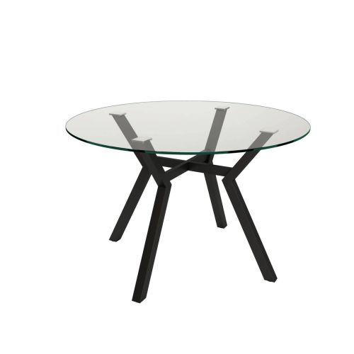 Mesa redonda fija 120 cm con estructura metálica color negro y tablero de cristal ALBORAN CNG007NL