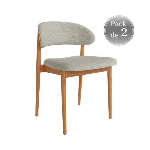 Juego de 2 sillas Tapizadas con Estructura de Madera Natural ARIEL