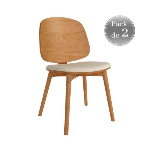 2 Sillas de Madera Natural Tapizadas CAELUM