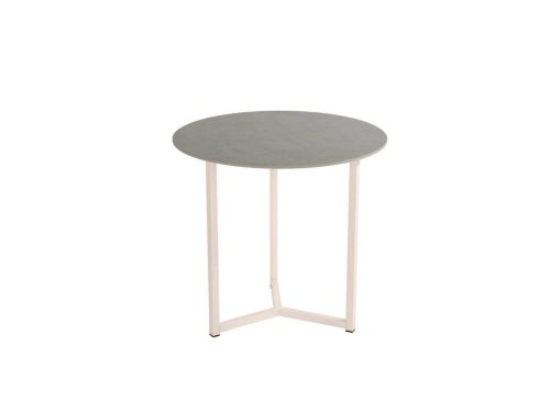 Mesa Auxiliar con estructura metálica marfil y sobre porcelánico acabado piedra BALEAR