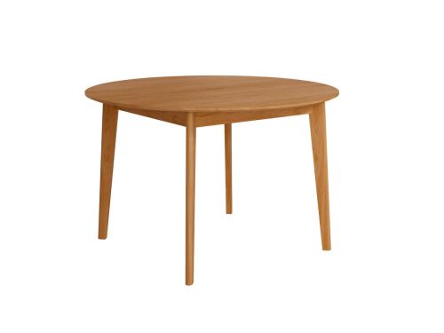 Mesa de Comedor Fija Redonda de Madera Roble y Sobre Biselado de 25 mm 120 cm AURA