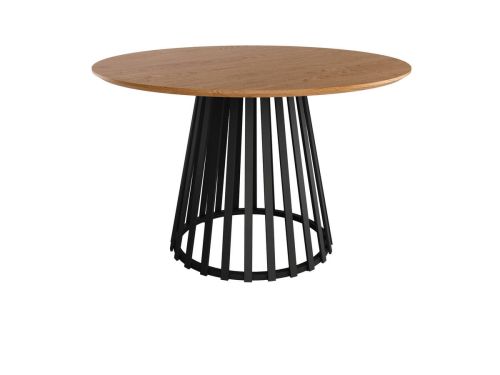 Mesa de Comedor de Metal Negro y Sobre Biselado de 25 mm 120 cm SAHARA