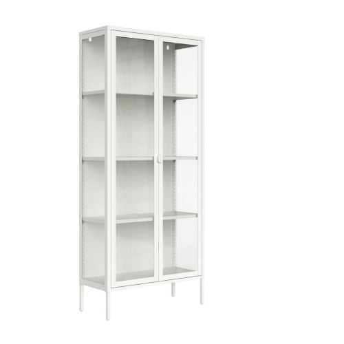 Vitrina de 2 Puertas de 80x185 cm Estructura de Metal Puertas de Cristal con Estantes Ajustables TITANIA