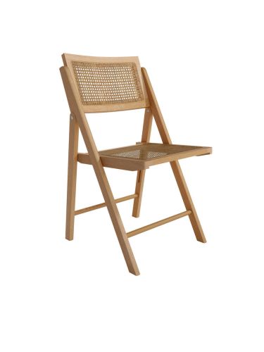 Silla Plegable con Asiento de Ratán y Estructura de Madera de Fresno Natural BRUNA CG1928FR