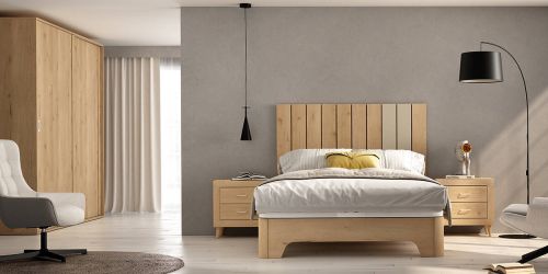 Conjunto de Dormitorio JORDAN EVO En Acabados Roble Natural y Perla Nº 12