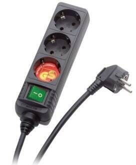 Regleta 3 Tomas con Interruptor Negro VIVANCO 27015