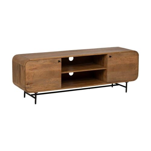 Mueble TV de Madera de Mango Natural con Huecos y Puertas 160 cm 612709