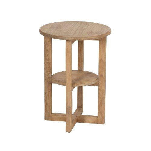 Mesa Auxiliar Natural de Madera de Mindi 40x40x55 cm 613024