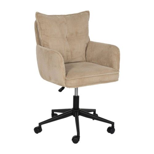 Silla de Oficina con Ruedas en Tejido Beige 613539