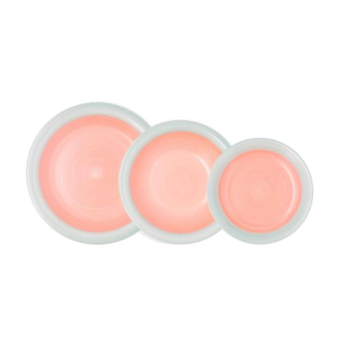 Set de 18 Platos de Cerámica Kaleido QUID Color Rosa y Blanco 5426579