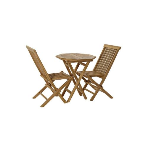 Comedor Jardín con 2 Sillas de Teca Marrón MB-166596