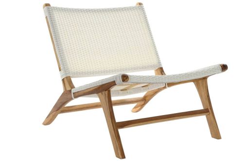 Butaca de Madera Teca-PVC Color Blanco y Natural MB-177833