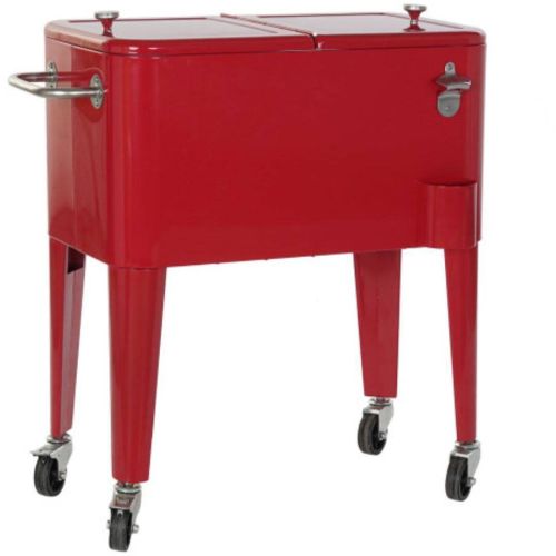 Nevera con Ruedas de 56 Litros de Acero Rojo MB-192515
