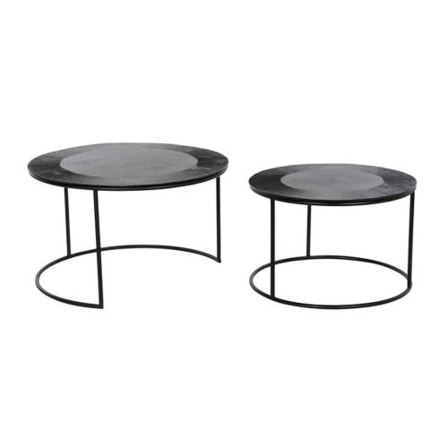Set de 2 Mesas Auxiliares de Metal Color Negro MB-207540
